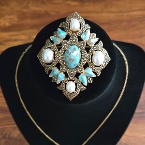 Sarah Coventry Azure Skies Brooch Pin Pendant - Vtg 1972 - MCM